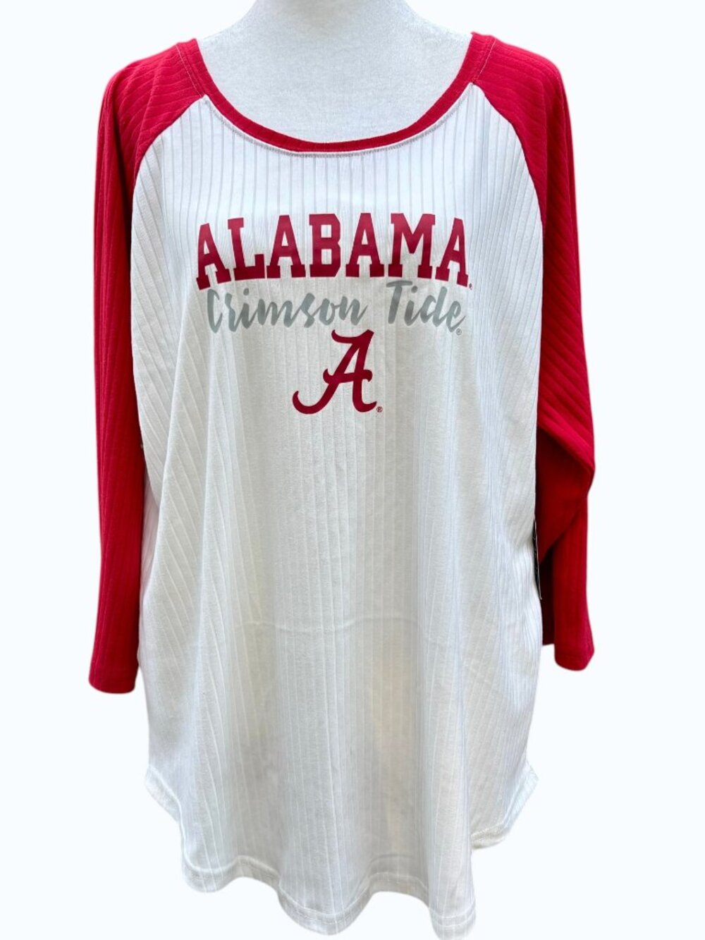 Alabama Crimson Tide Ribbed Knit 3/4 Sleeve Top XL Red White Hi-Low Hem Sideline - Picture 2 of 16
